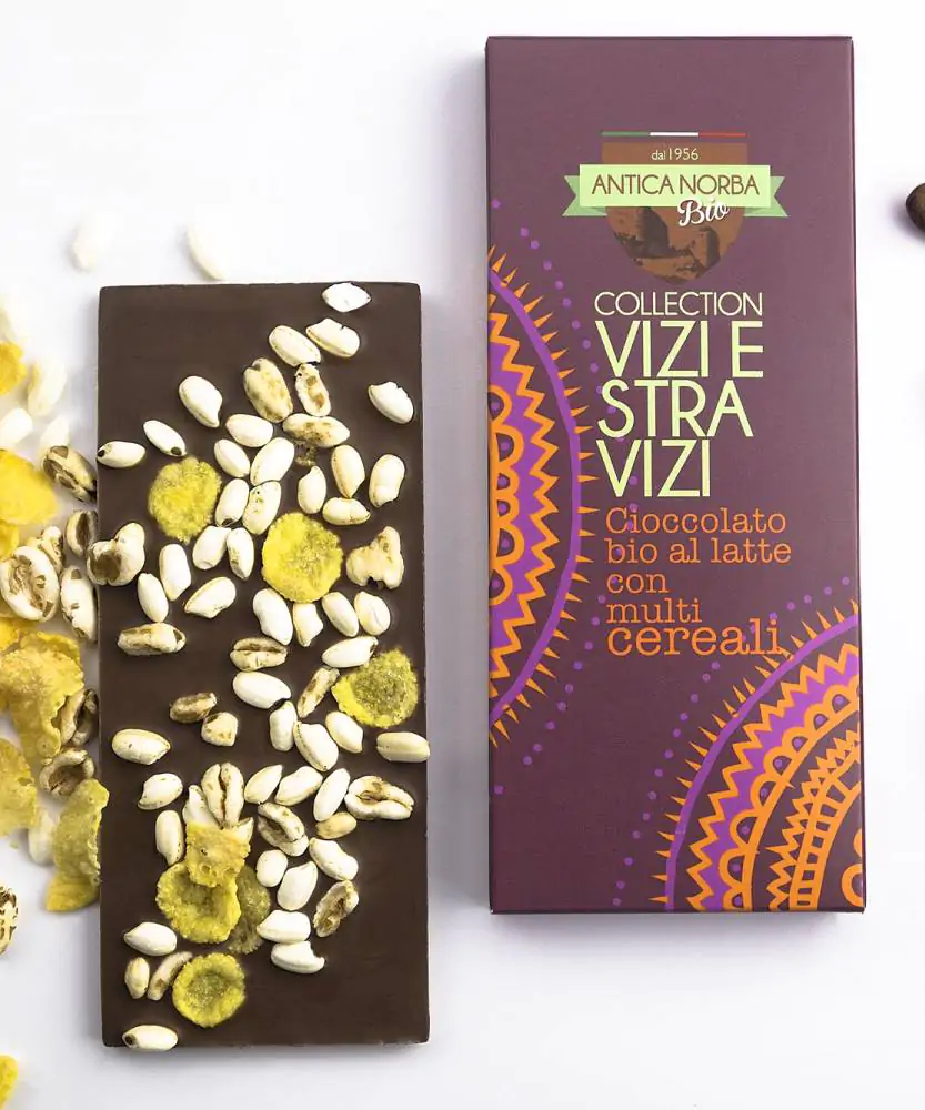 Foto Cioccolato al latte con multi cereali BIO 