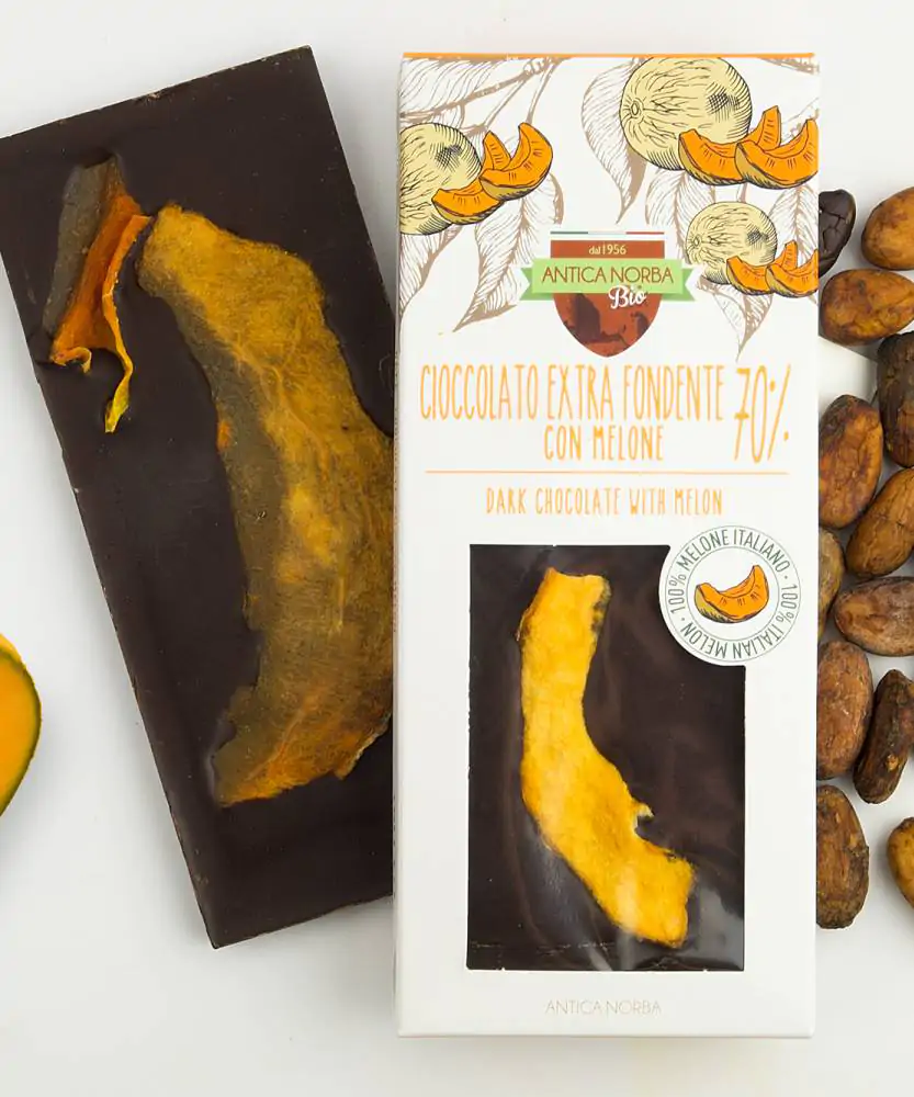 Foto Cioccolato extra fondente con melone BIO 