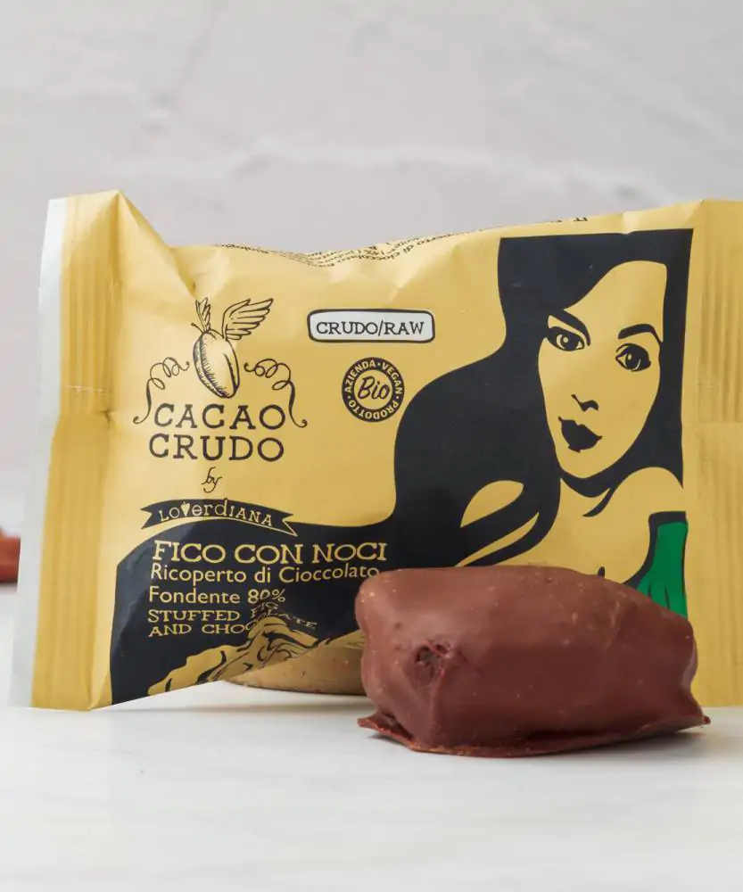 Foto Fico con noci ricoperto di Cioccolato fondente - Monoporzione BIO RAW 
